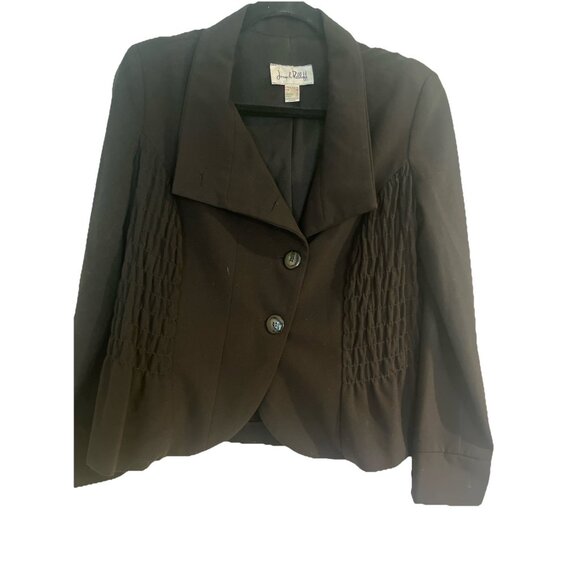 Joseph Ribkoff Jacket Womens sz8 Black Bolero Crop Blazer 4 Button Ruching - Picture 1 of 12